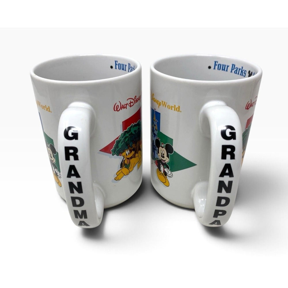 Walt Disney World Original Four Parks One World 3D Mugs Grandma Grandpa 15 oz